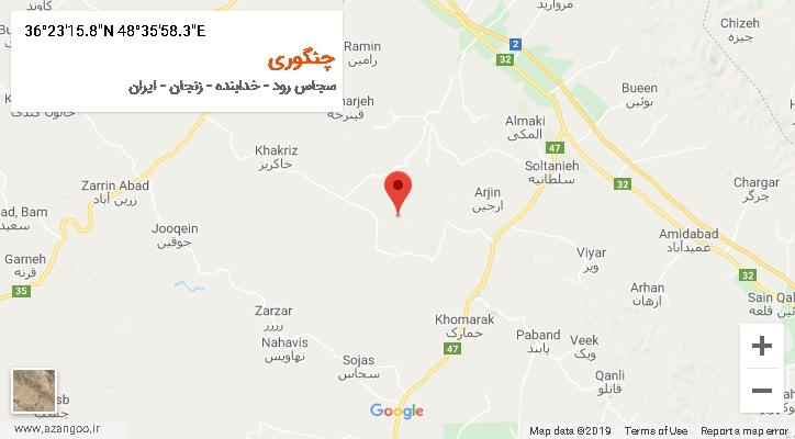 روستای چنگوری بر روی نقشه
