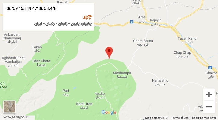 روستای چپر بر روی نقشه