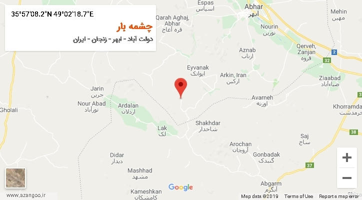 روستای چشمه بار بر روی نقشه