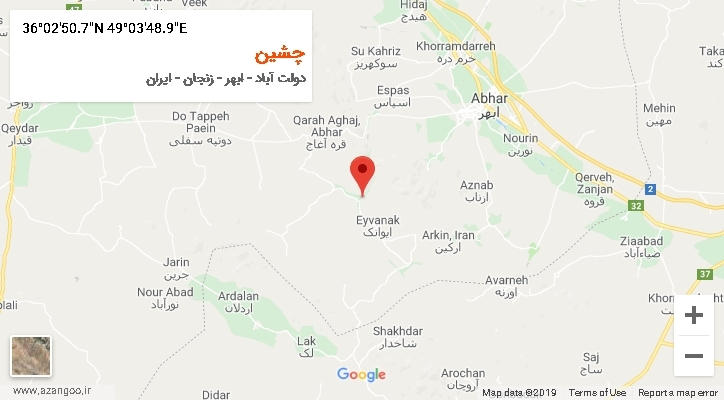 روستای چشین بر روی نقشه