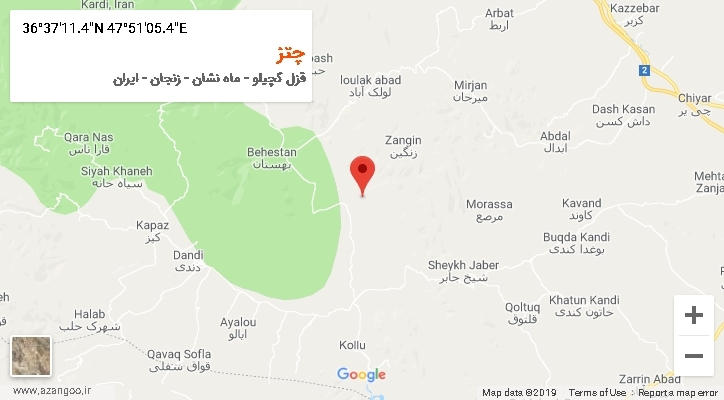 روستای چتز بر روی نقشه
