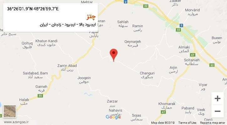 روستای چتز بر روی نقشه