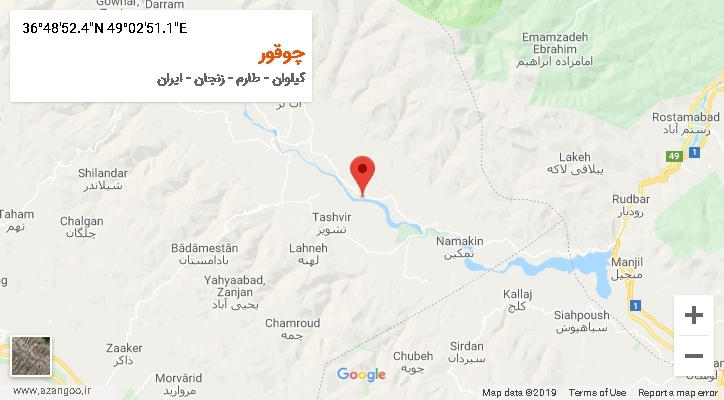 روستای چوقور بر روی نقشه