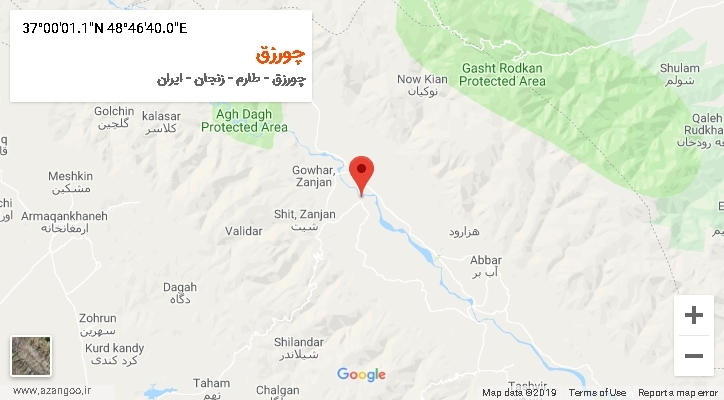 روستای چورزق بر روی نقشه