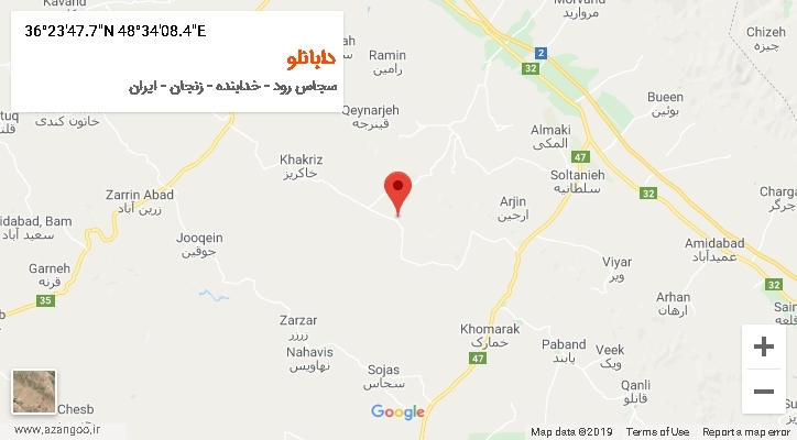 روستای دابانلو بر روی نقشه