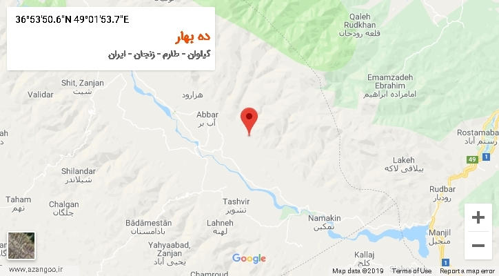 روستای ده بهار بر روی نقشه
