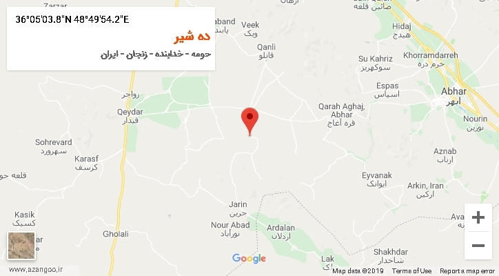 روستای ده شیر بر روی نقشه