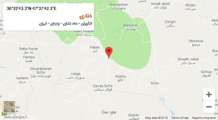 روستای دندی بر روی نقشه