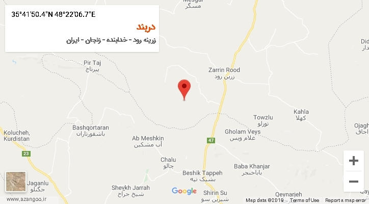 روستای دربند بر روی نقشه