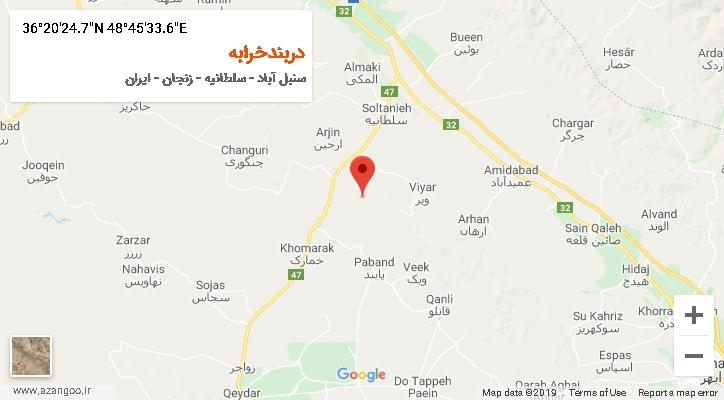 روستای دربندخرابه بر روی نقشه