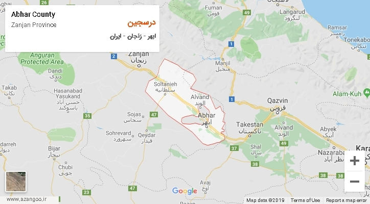 دهستان درسجین بر روی نقشه