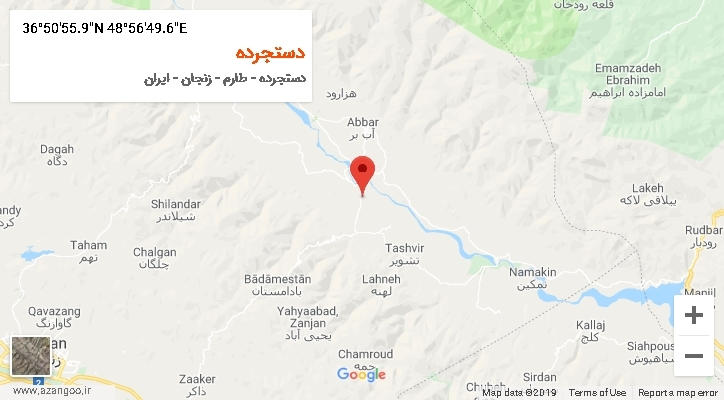 روستای دستجرده بر روی نقشه