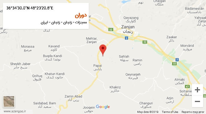 روستای دوران بر روی نقشه