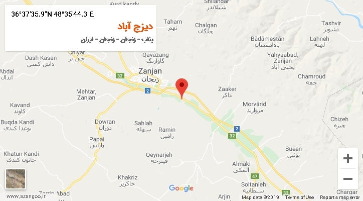 روستای دیزج آباد بر روی نقشه