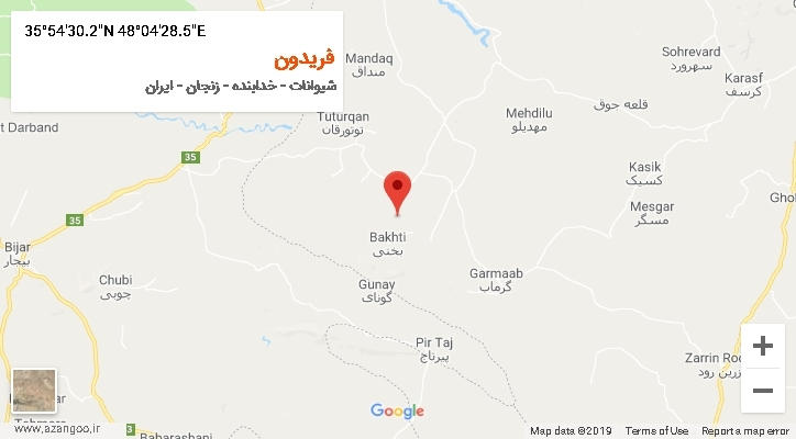 روستای فریدون بر روی نقشه
