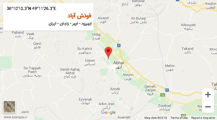 روستای فونش آباد بر روی نقشه