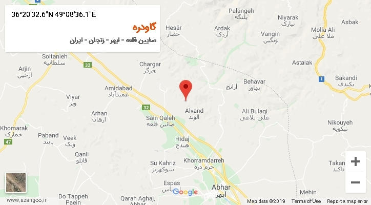 روستای گاودره بر روی نقشه