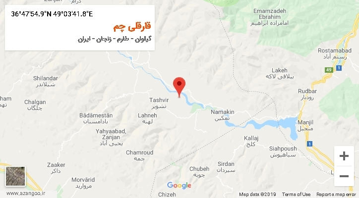روستای قارقلی چم بر روی نقشه