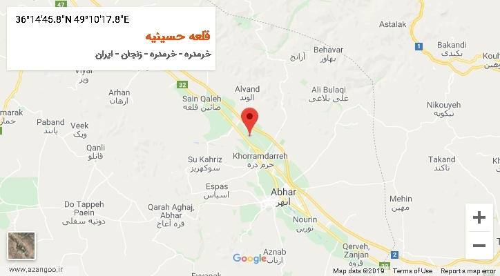 روستای قلعه حسینیه بر روی نقشه