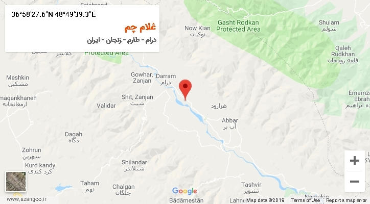 روستای غلام چم بر روی نقشه
