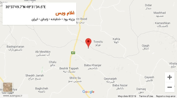 روستای غلام ویس بر روی نقشه