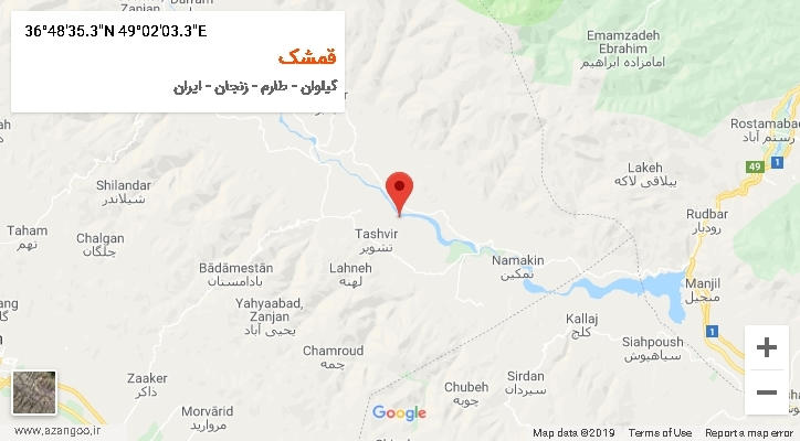 روستای قمشک بر روی نقشه