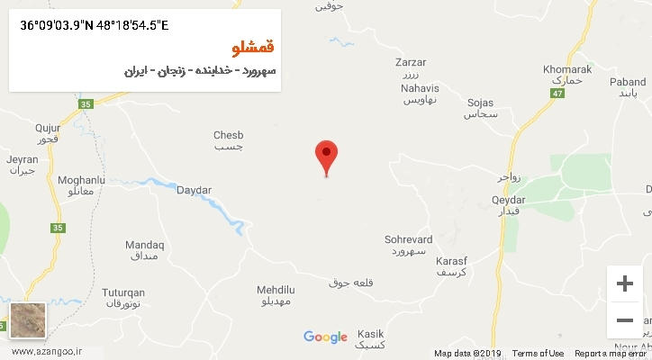 روستای قمشلو بر روی نقشه