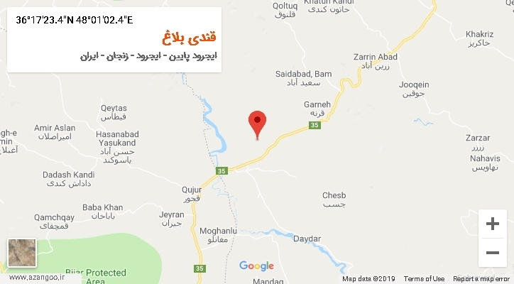 روستای قندی بلاغ بر روی نقشه