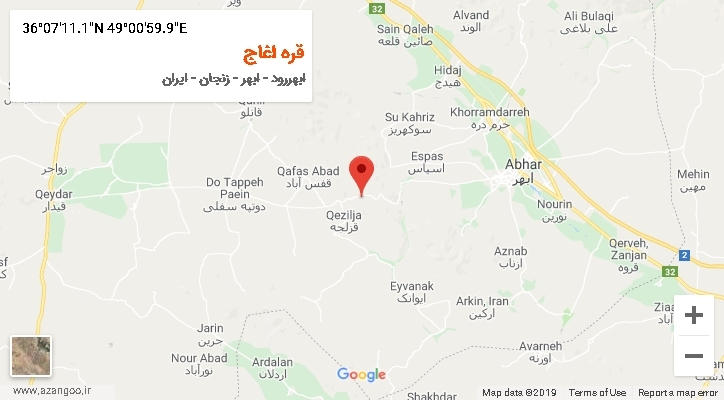 روستای قره اغاج بر روی نقشه