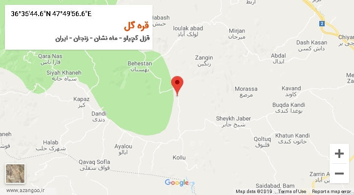 روستای قره گل بر روی نقشه