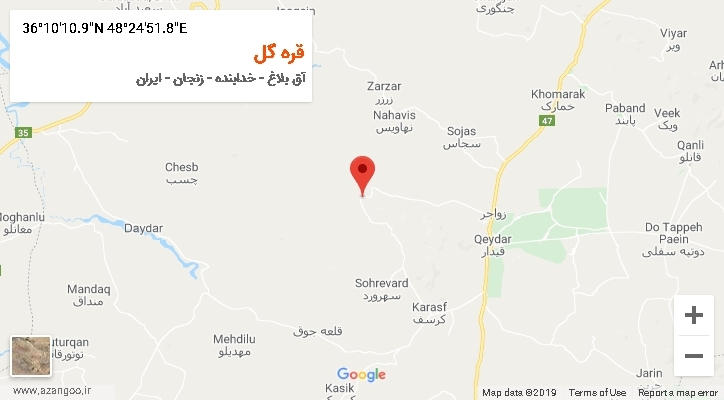 روستای قره گل بر روی نقشه