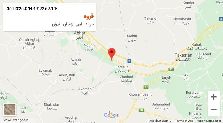 روستای قروه بر روی نقشه