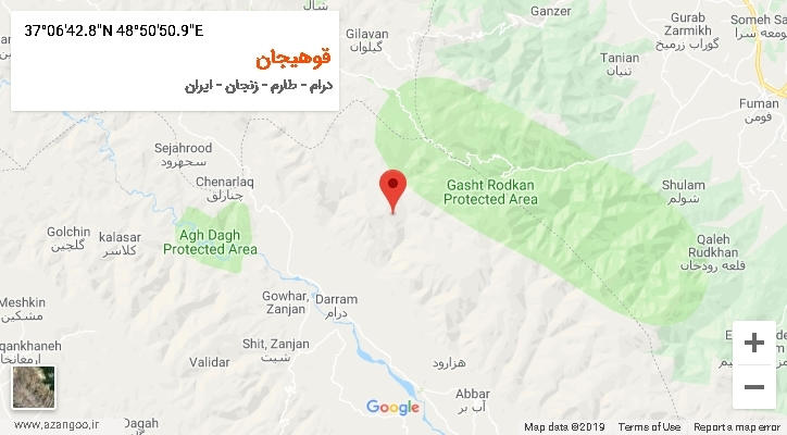روستای قوهیجان بر روی نقشه
