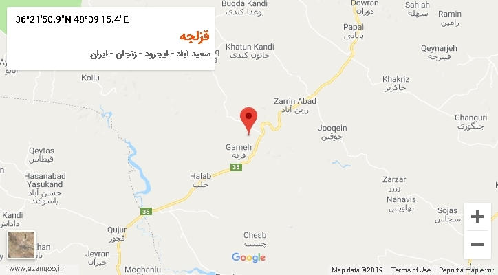 روستای قزلجه بر روی نقشه