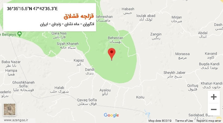 روستای قزلجه قشلاق بر روی نقشه