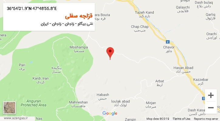 روستای قزلجه سفلی بر روی نقشه