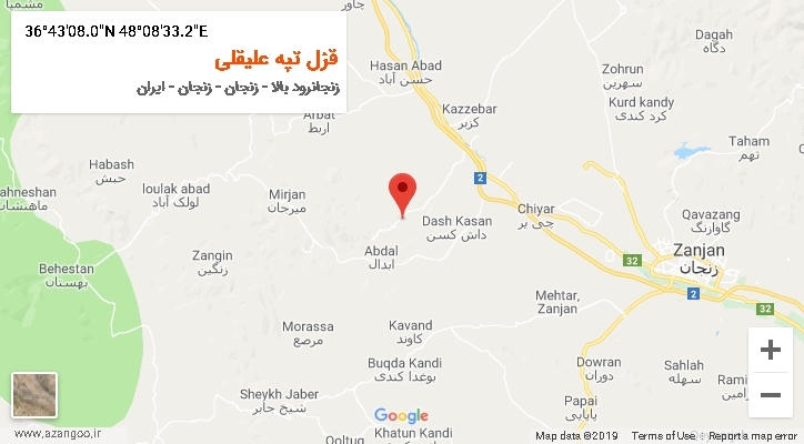 روستای قزل تپه علیقلی بر روی نقشه