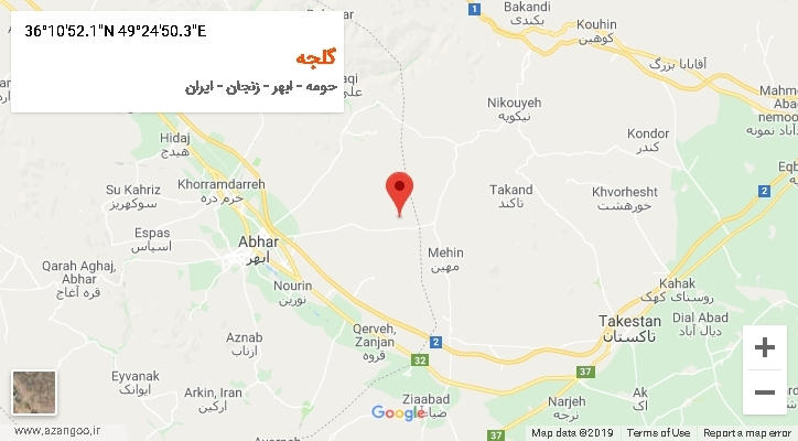 روستای گلجه بر روی نقشه