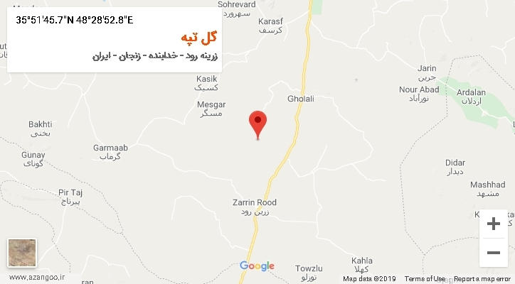 روستای گل تپه بر روی نقشه