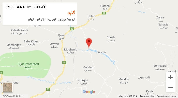 روستای گنبد بر روی نقشه