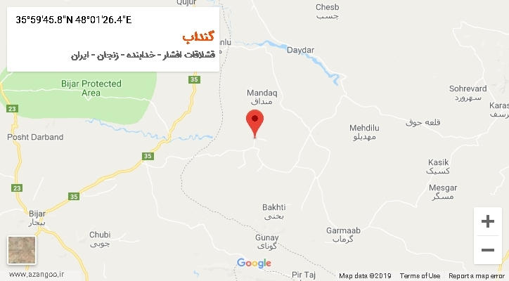 روستای گنداب بر روی نقشه