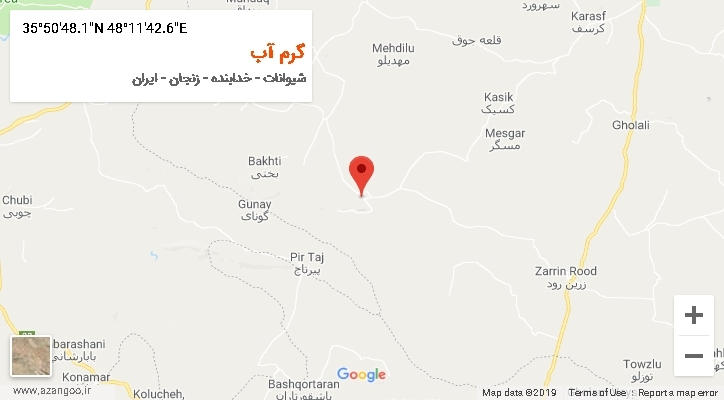 روستای گرم آب بر روی نقشه