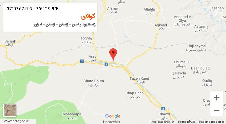 روستای گوالان بر روی نقشه
