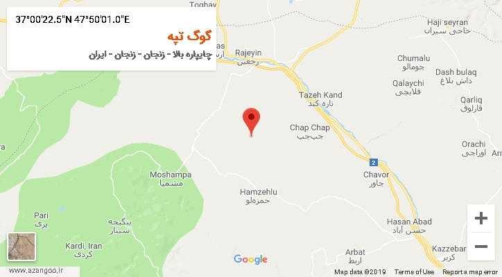 روستای گوگ تپه بر روی نقشه