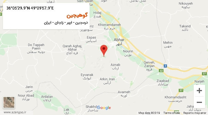 روستای گوهیجین بر روی نقشه