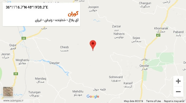 روستای گوران بر روی نقشه