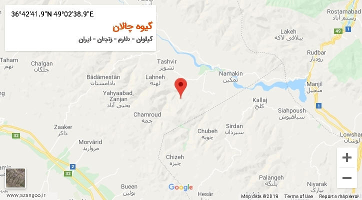 روستای گیوه چالان بر روی نقشه