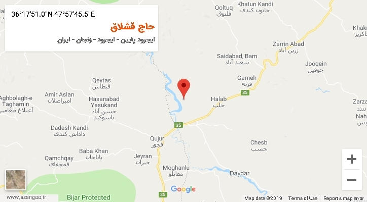 روستای حاج قشلاق بر روی نقشه
