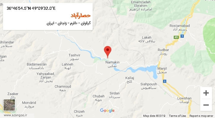 روستای حصارآباد بر روی نقشه
