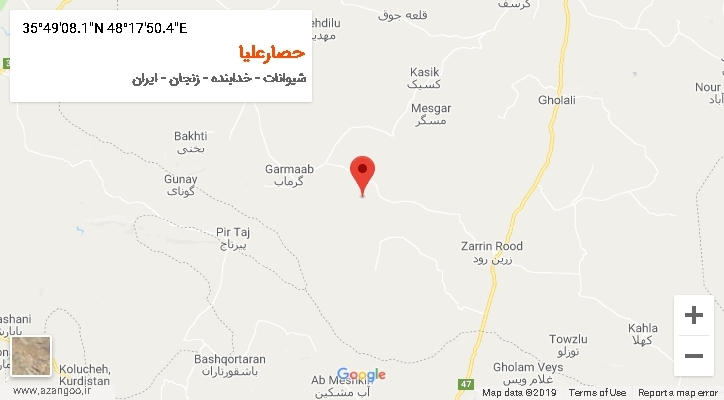 روستای حصارعلیا بر روی نقشه